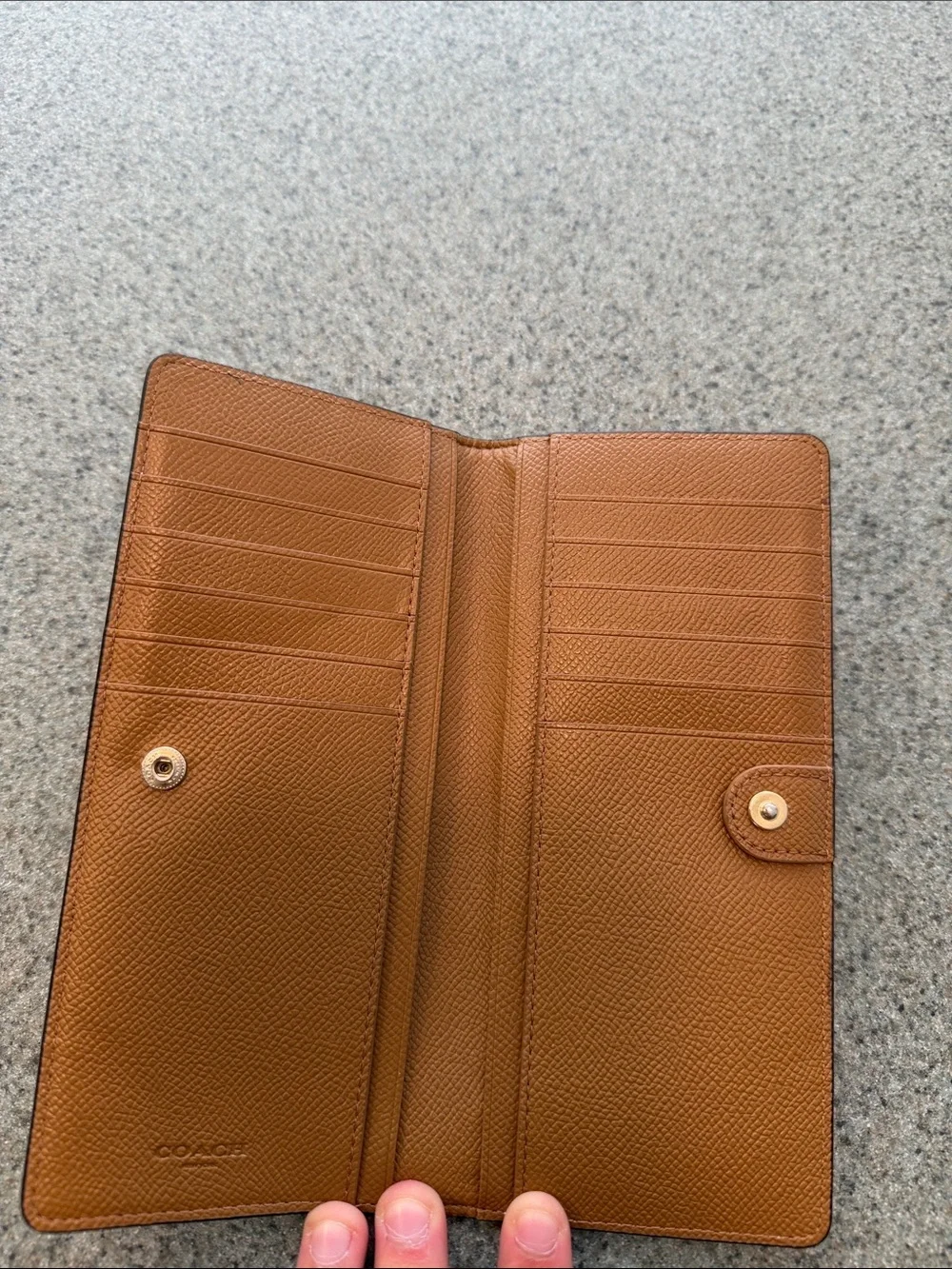Coach Pale white Leather Continental Wallet with Gold Logo